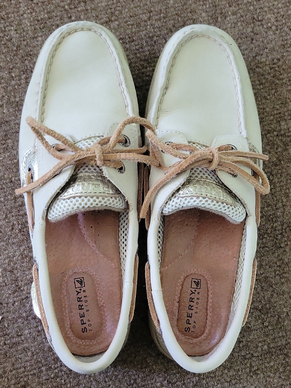 Sperry Top Sider Bluefish 2-Eye Boat Shoes Off-White/Cream Leather Size 7M - Picture 2 of 11